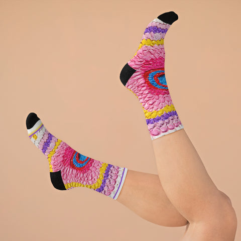 Vibrant Recycled Poly Socks with Colorful Floral Design