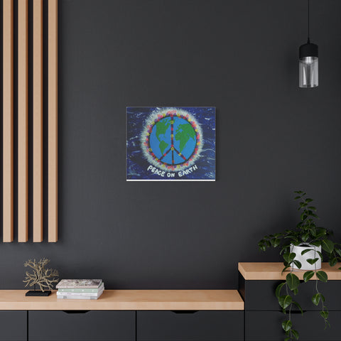 Peace on Earth Canvas Art - Vibrant 12" Stretched Wall Decor for Global Harmony