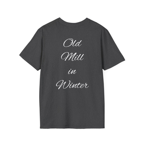 Old Mill in Winter T-Shirt — Rustic Snowy Mill Holiday Tee
