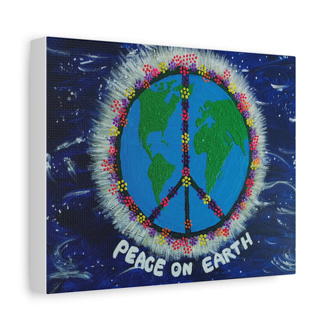 Peace on Earth Canvas Art - Vibrant 12" Stretched Wall Decor for Global Harmony