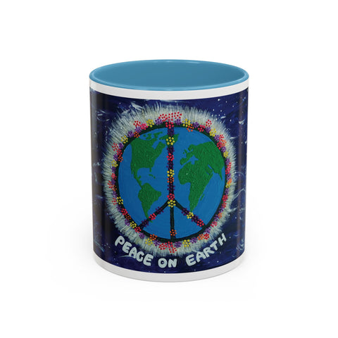 Peace on Earth Accent Coffee Mug - Colorful Planet Design for Love and Harmony