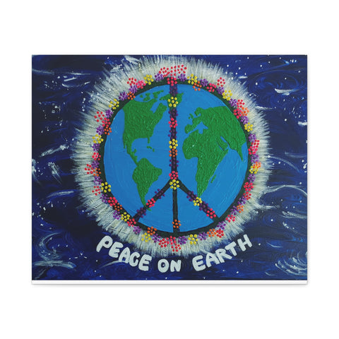 Peace on Earth Canvas Art - Vibrant 12" Stretched Wall Decor for Global Harmony