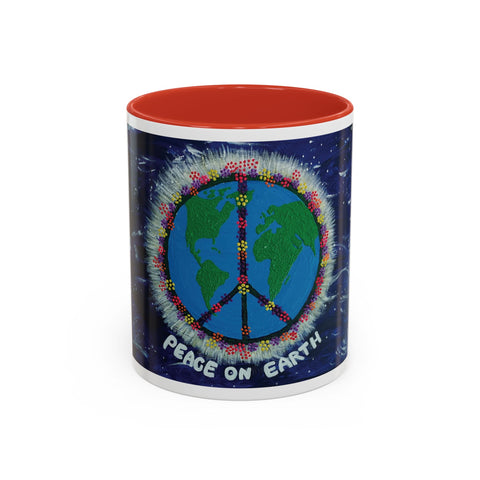 Peace on Earth Accent Coffee Mug - Colorful Planet Design for Love and Harmony