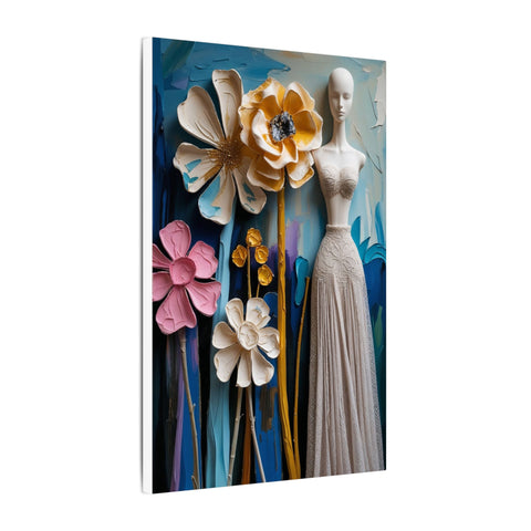 Canvas Art Print: Acrylic Flower Painting with Mannequin Impression, Post-Impression - "Flowers Faux Pas"