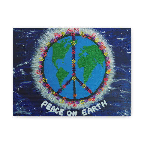 Peace on Earth Canvas Art - Vibrant 12" Stretched Wall Decor for Global Harmony