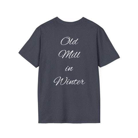Old Mill in Winter T-Shirt — Rustic Snowy Mill Holiday Tee