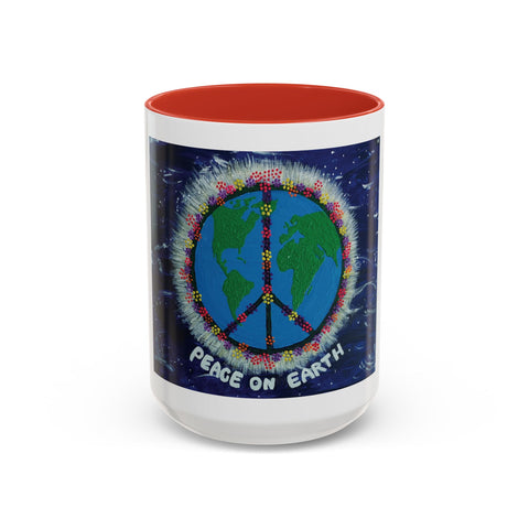 Peace on Earth Accent Coffee Mug - Colorful Planet Design for Love and Harmony