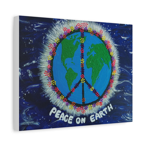 Peace on Earth Canvas Art - Vibrant 12" Stretched Wall Decor for Global Harmony