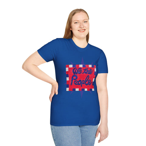 USA 250th Anniversary T-shirt by Printify featuring patriotic painting with "We the People" design on front and back.