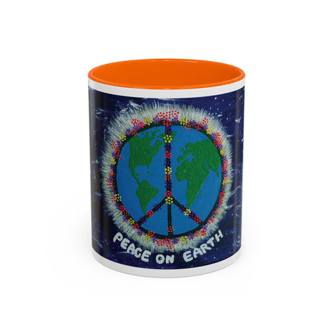 Peace on Earth Accent Coffee Mug - Colorful Planet Design for Love and Harmony