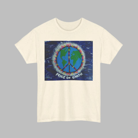 Peace on Earth Unisex Heavy Cotton Tee - Eco-Friendly T-Shirt for Earth Day and Everyday Wear