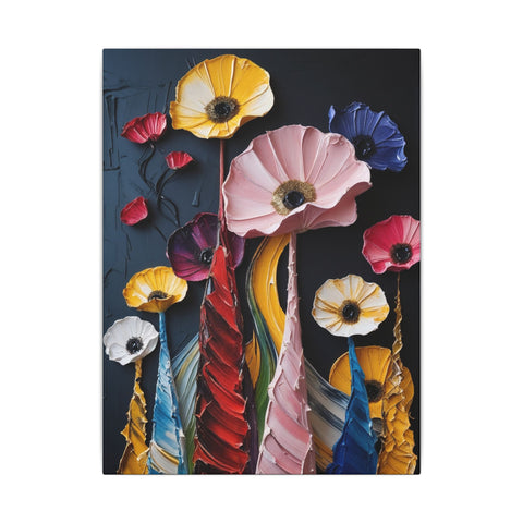 Canvas Print Flowers Vases Acrylic Painting - "Vases of Flower"
