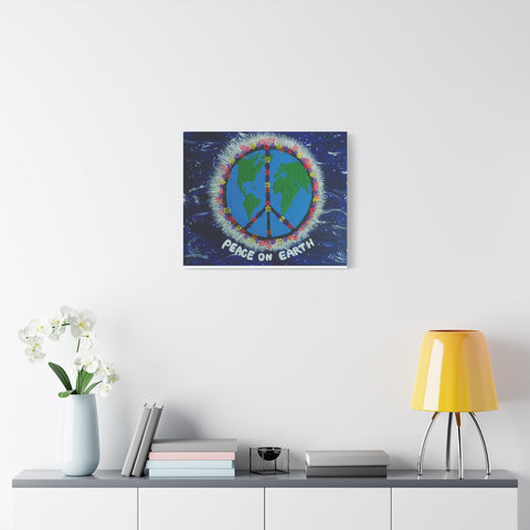Peace on Earth Canvas Art - Vibrant 12" Stretched Wall Decor for Global Harmony