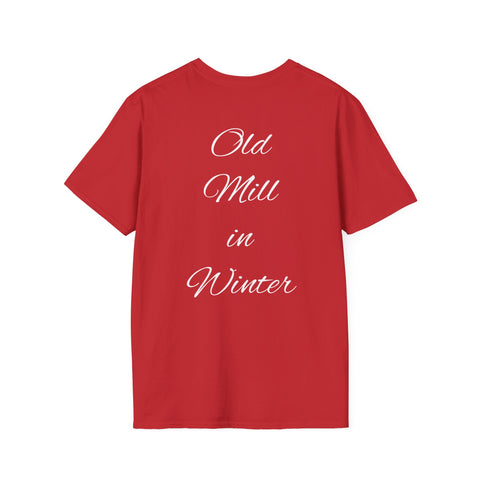 Old Mill in Winter T-Shirt — Rustic Snowy Mill Holiday Tee