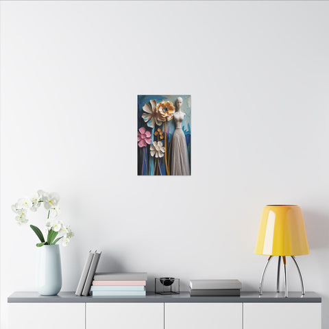 Canvas Art Print: Acrylic Flower Painting with Mannequin Impression, Post-Impression - "Flowers Faux Pas"