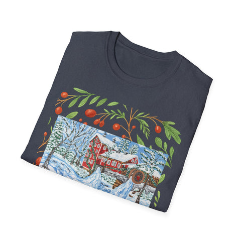 Old Mill in Winter T-Shirt — Rustic Snowy Mill Holiday Tee