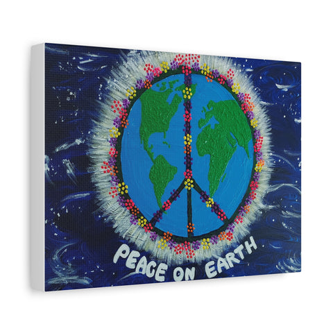 Peace on Earth Canvas Art - Vibrant 12" Stretched Wall Decor for Global Harmony