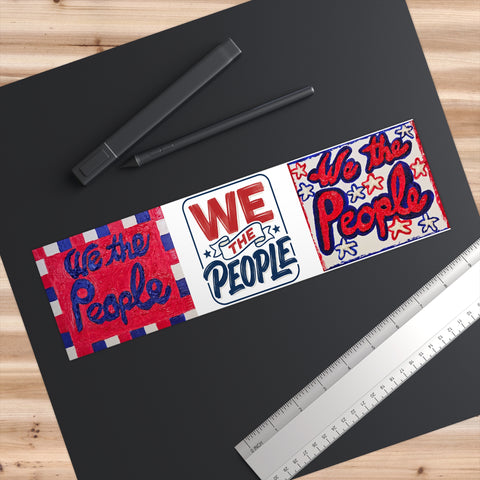 Patriotic bumper sticker celebrating 250th anniversary with "We the People" design on paper, by Printify.