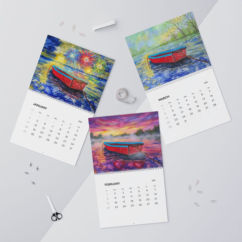 2026 Wall Calendar – Colorful Boat & Fireworks Art Calendar