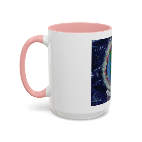 Peace on Earth Accent Coffee Mug - Colorful Planet Design for Love and Harmony