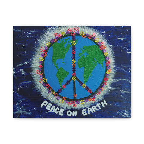 Peace on Earth Canvas Art - Vibrant 12" Stretched Wall Decor for Global Harmony