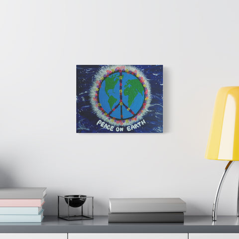 Peace on Earth Canvas Art - Vibrant 12" Stretched Wall Decor for Global Harmony