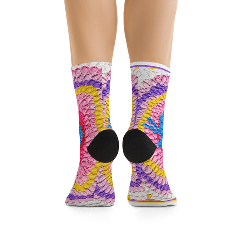 Vibrant Recycled Poly Socks with Colorful Floral Design