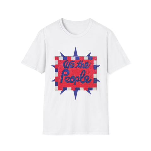 USA 250th Anniversary T-Shirt by Printify with patriotic painting and "We the People" design on front and back.