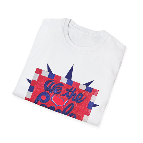 Original patriotic Printify T-shirt featuring 'We the People' text and an America map symbol on the front and back.