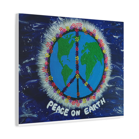 Peace on Earth Canvas Art - Vibrant 12" Stretched Wall Decor for Global Harmony