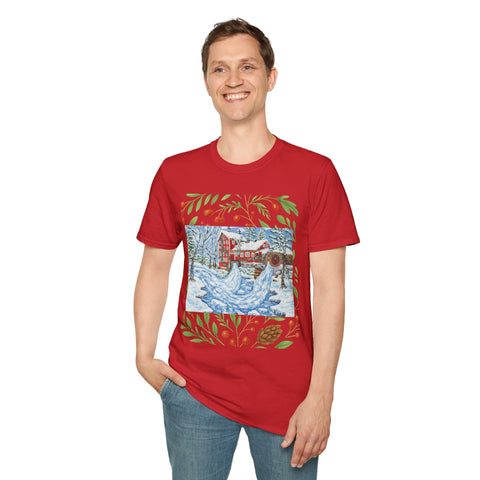 Old Mill in Winter T-Shirt — Rustic Snowy Mill Holiday Tee