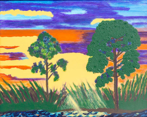 painting of pine trees in everglades