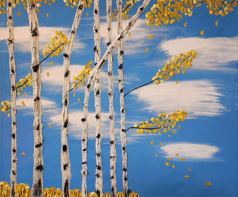 birch trees painting