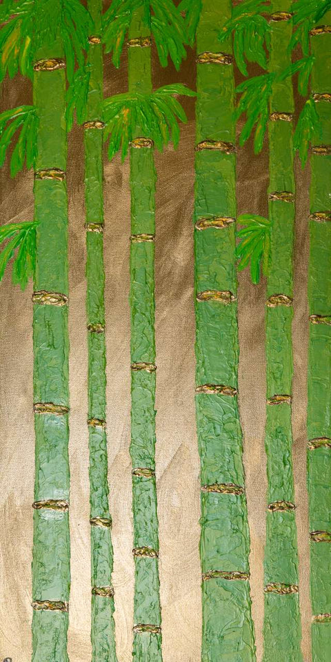 painting of bamboo with gold highlights