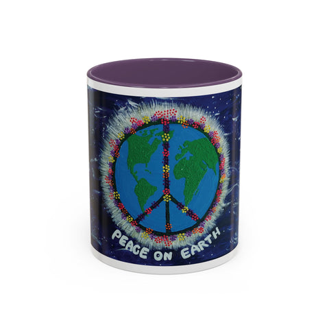 Peace on Earth Accent Coffee Mug - Colorful Planet Design for Love and Harmony