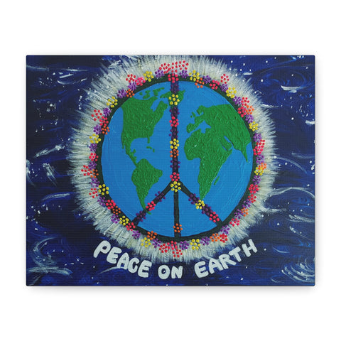 Peace on Earth Canvas Art - Vibrant 12" Stretched Wall Decor for Global Harmony