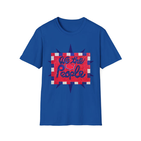 Original patriotic T-shirt by Printify featuring 'We the People' slogan and American map symbol on front and back.