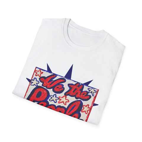 Patriotic 250th Anniversary USA T-Shirt by Printify featuring original 'We the People' painting, front and back design.