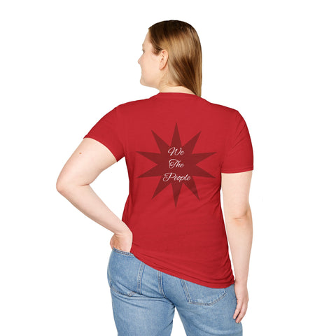 Original patriotic T-shirt by Printify featuring 'We the People' slogan and an America map symbol front and back design.