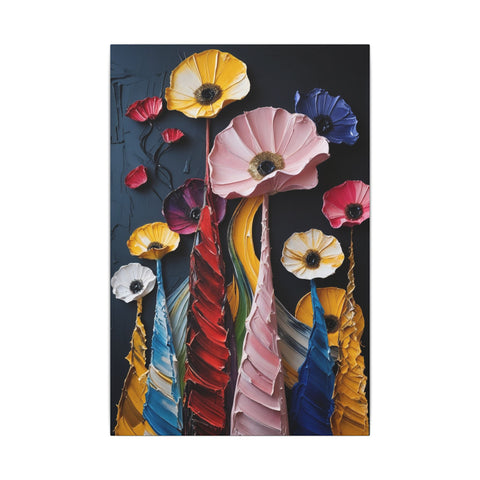 Canvas Print Flowers Vases Acrylic Painting - "Vases of Flower"