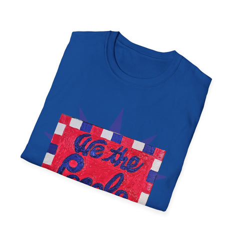 USA 250th Anniversary T-Shirt by Printify featuring patriotic original painting with 'We the People' design on front and back.