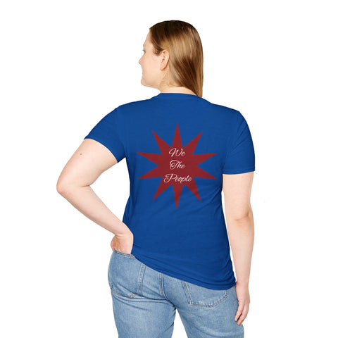 USA 250th anniversary T-shirt by Printify featuring patriotic painting with 'We the People' design on front and back.