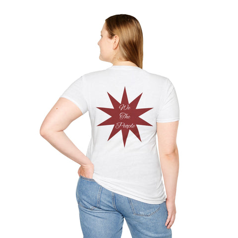 USA 250th Anniversary T-Shirt by Printify featuring patriotic painting with "We the People" design on front and back.