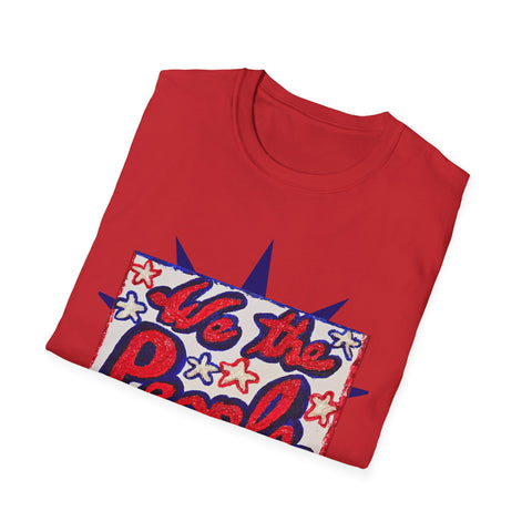 USA 250th Anniversary T-Shirt by Printify featuring patriotic original painting with 'We the People' design front and back.