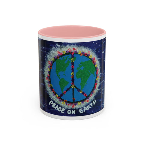 Peace on Earth Accent Coffee Mug - Colorful Planet Design for Love and Harmony