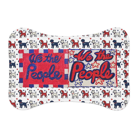 dog mat with red white and blue design